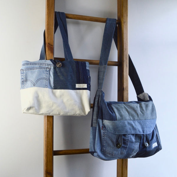 Made to Order: Block Panelled Denim Patchwork Bucket Bag