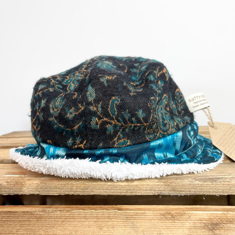 Reversible Bucket Hat - Fluffy Blue Paisley