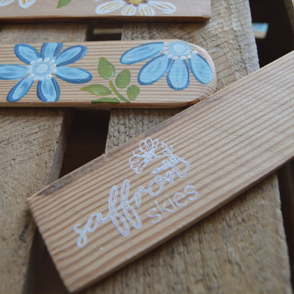 Floral Hand Painted Wooden Bookmarks