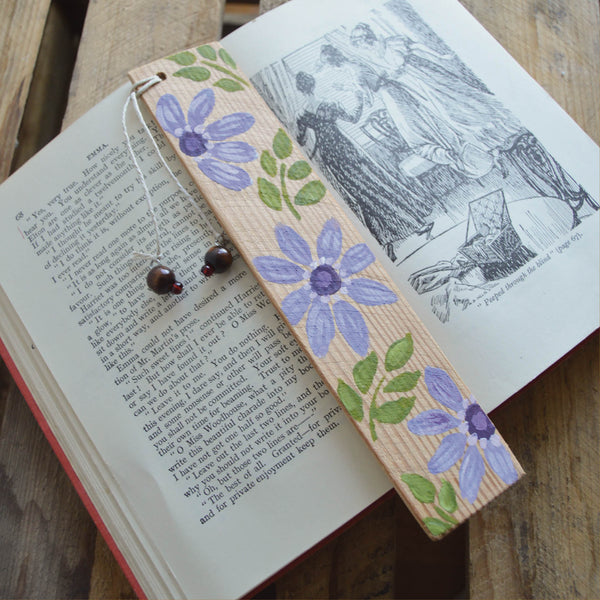 Floral Hand Painted Wooden Bookmarks