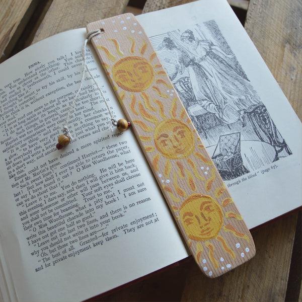 Smiling Sun Hand Painted Wooden Bookmarks