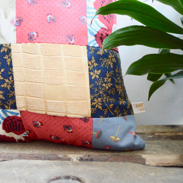 Patchwork Cushion Cover (Yellow/Navy/Red)