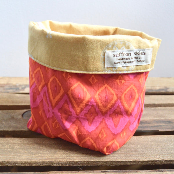 Plant Pot Cover - Repurposed Saree Fabric (Pink)