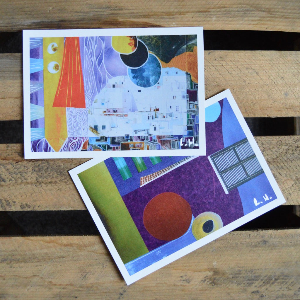 Print: Shape & Colour Abstract Collage on Recycled Card